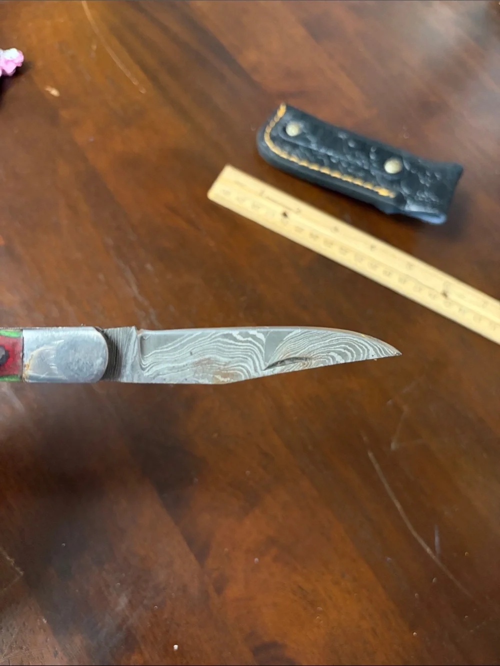 Hand crafted 7” folding Damascus steel